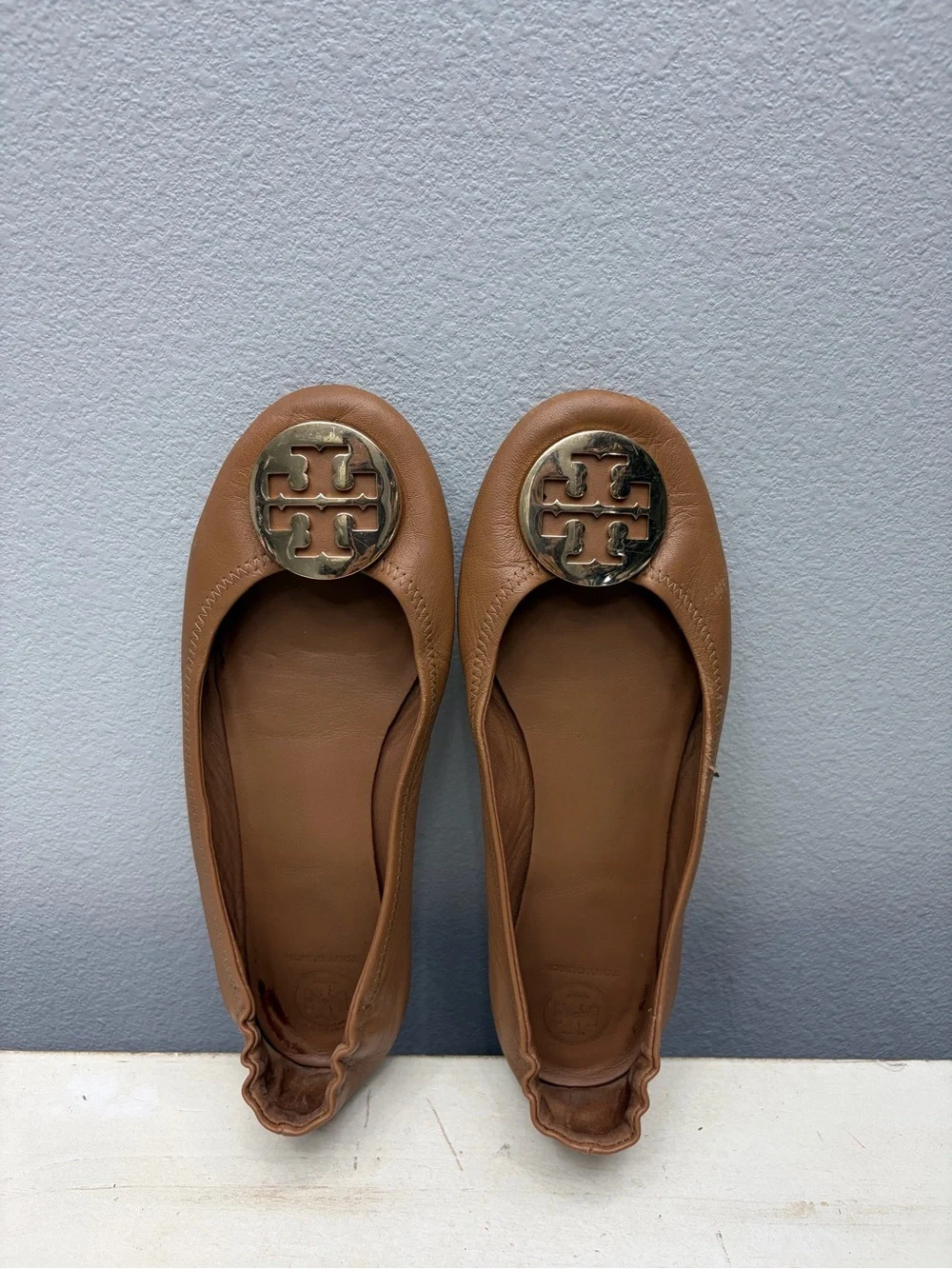 Tory Burch Brown Leather Reva Flats Size 9.5